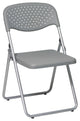 Folding Chair With Plastic Seat and Back, Set of 4, Silver/Gray