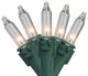 Set of 20 Clear Mini Christmas Lights 2.5" Spacing - Green Wire