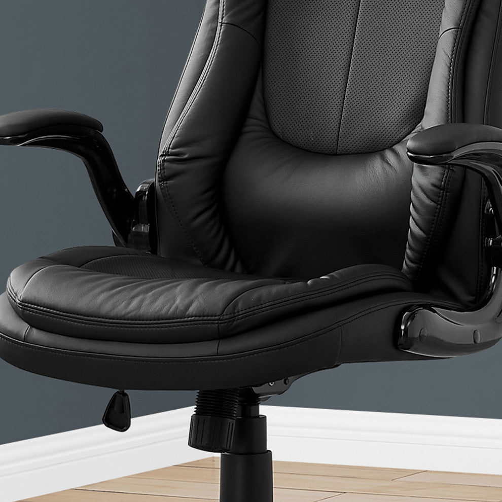 Black Faux Leather Tufted Seat Swivel Adjustable Executive Chair