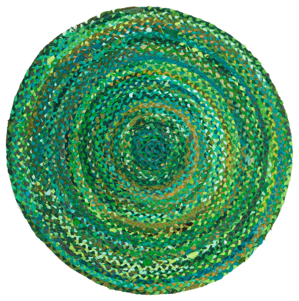 Safavieh Braided Collection BRD452 Rug, Green, 3'' Round