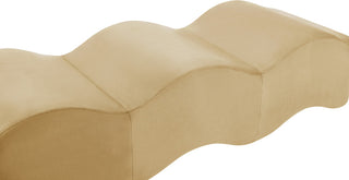 Wave Upholstered Bench, Camel, Velvet