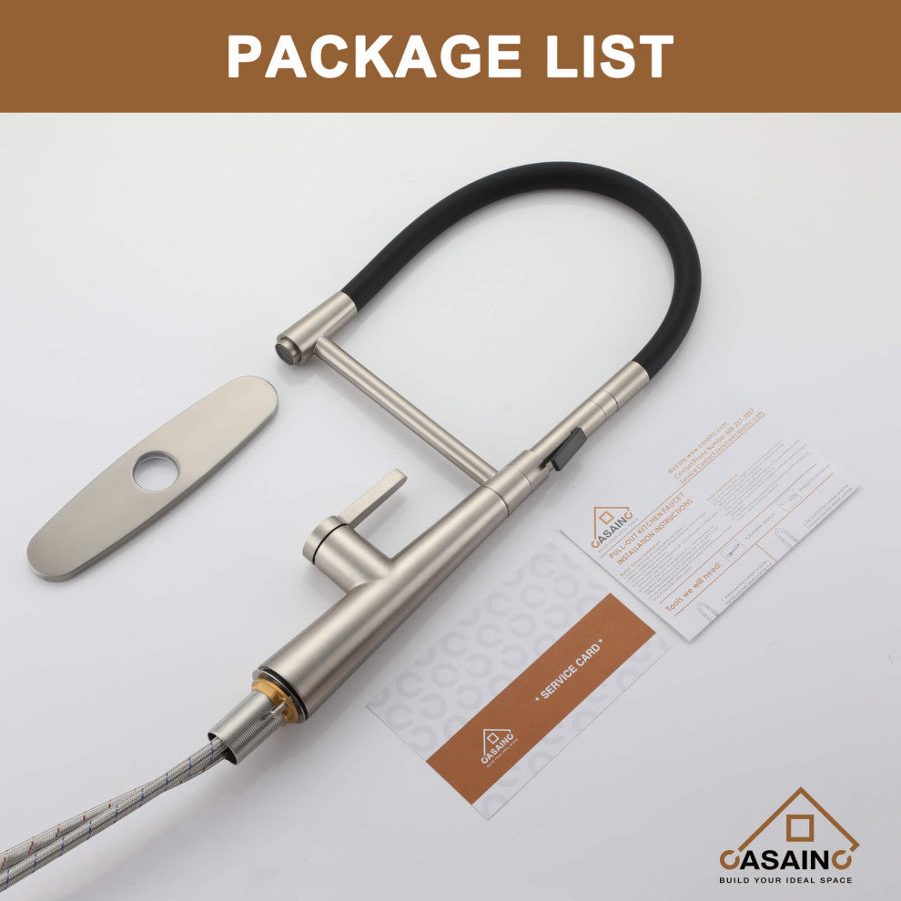 Single-Handle Standard Kitchen Faucet with Fast Mount and Deck Plate, Brushed Nickel