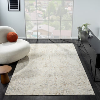 Brynn Light Gray/Ivory Minimal Abstract Indoor Area Rug, 2' x 3'