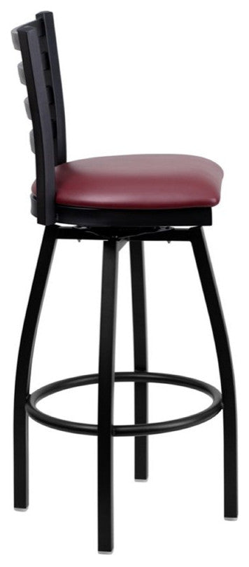 Flash Furniture Hercules 32" Swivel Metal Bar Stool in Black and Burgundy