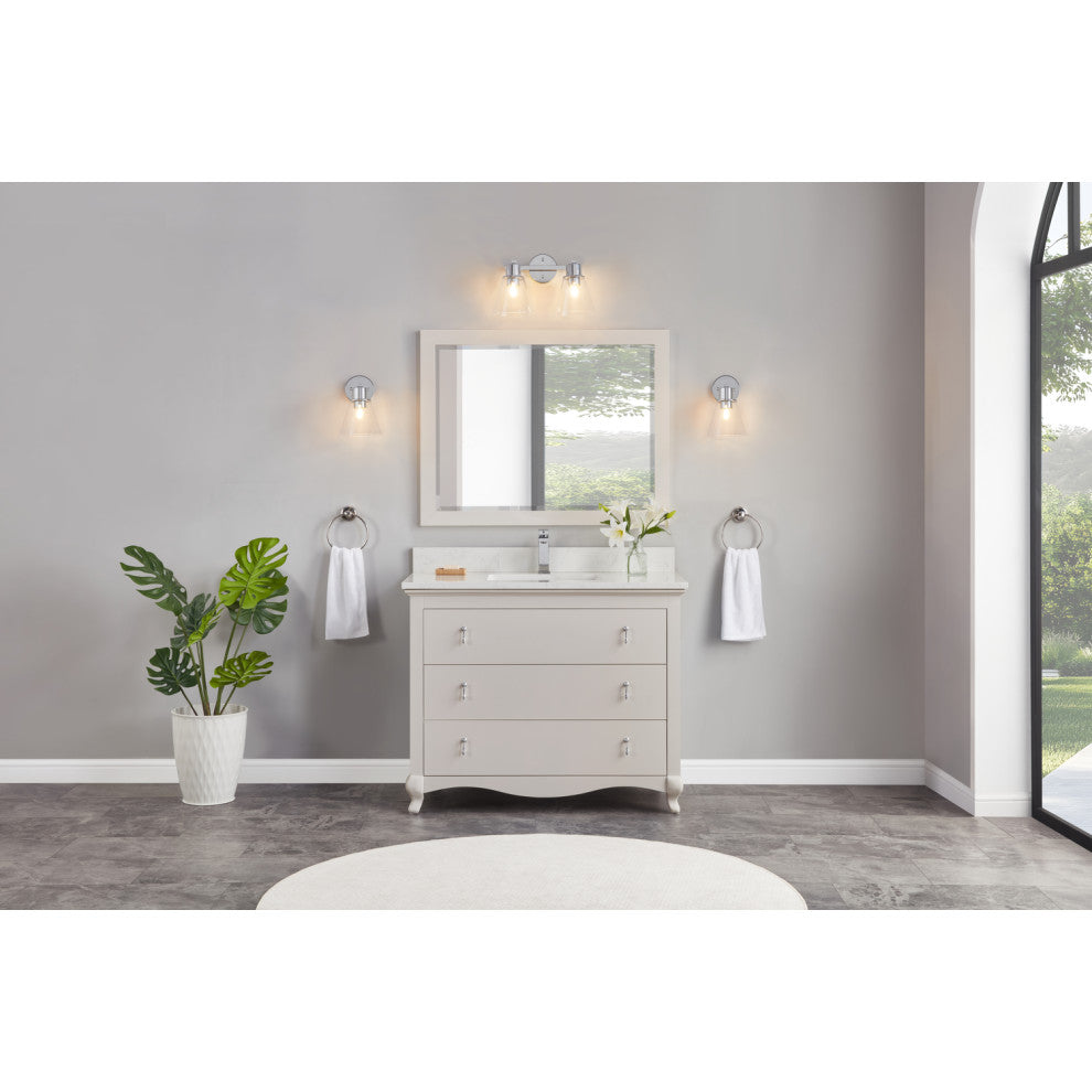 Legion Furniture WS2512 Series Bathroom Sink Vanity, Dreamy White, 42", Artificial Stone Top, Single Sink