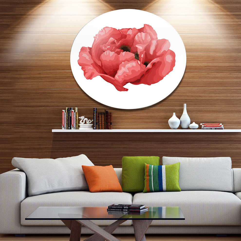 Beautiful Plant Paeonia Arborea, Modern Floral Round Wall Art, 23"