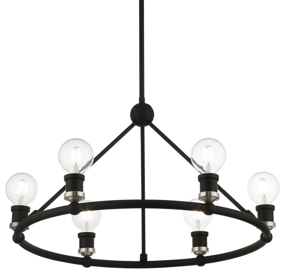 Lansdale 6 Light Black With Brushed Nickel Accents Chandelier