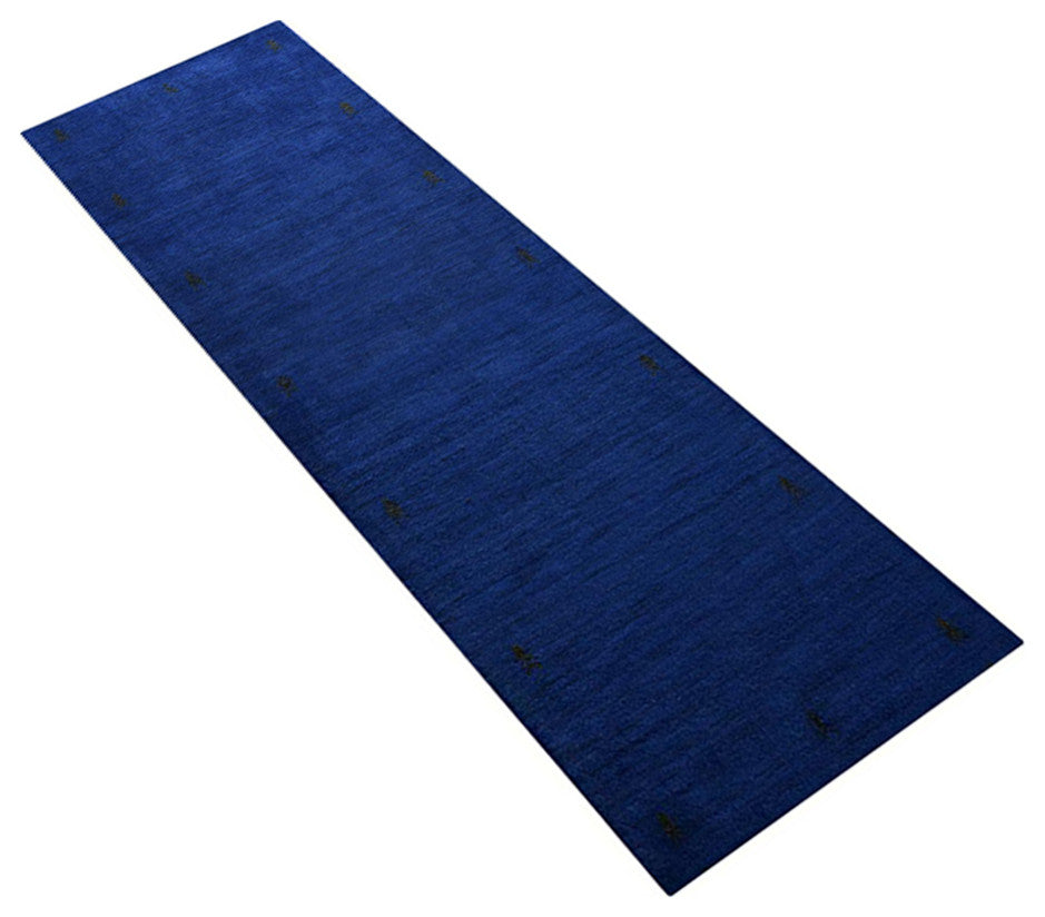 HAND KNOTTED LOOM WOOL ECO-FRIENDLY AREA RUGS - Runner, Blue, Contemporary