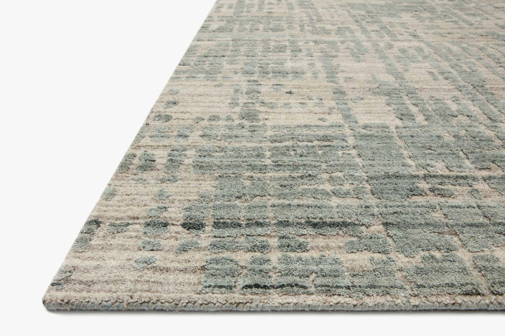 Arlo ARL-02 Area Rug, Stone / Turquoise, 18" X 18" Sample