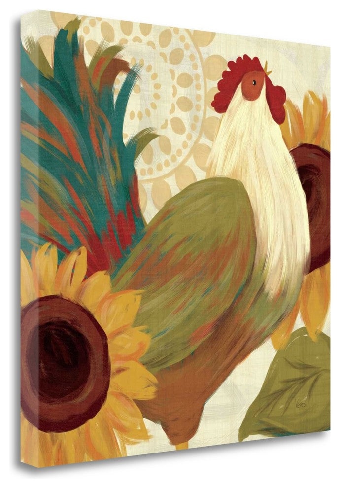 "Spice Roosters I" By Veronique Charron, Giclee Print on Gallery Wrap Canvas