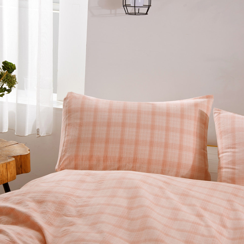 Kolkata Washed Cotton Duvet Set, Soft Pink, 102" X 90