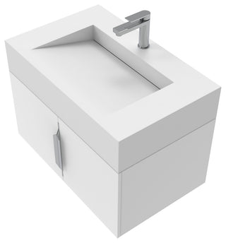 CastelloUSA Nile 30" Wall Mounted Bathroom Vanity Set, White, White Top, Brushed Nickel