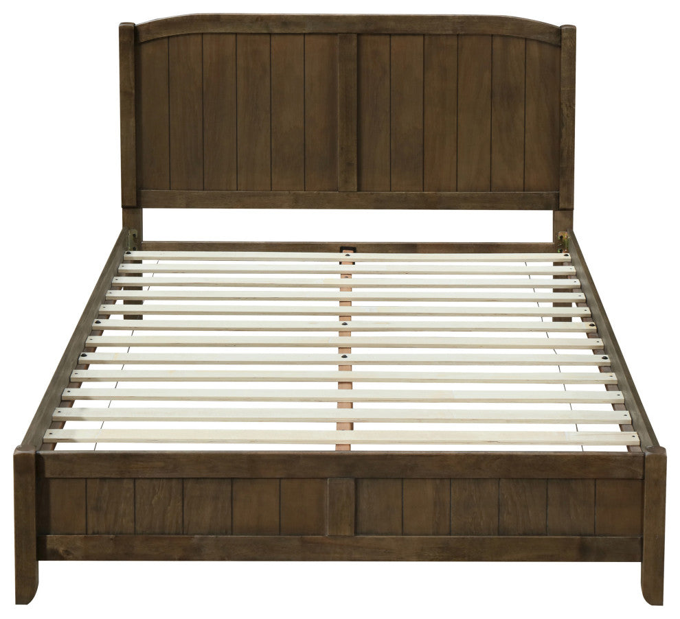 Camille Rustic Wooden Queen Platform Bed, Weathered Oak