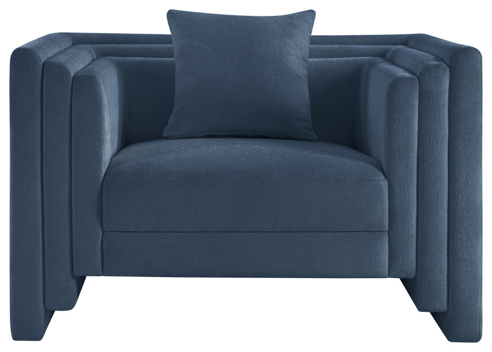 Everett Upholstered Chair, Light Blue, Chenille Fabric