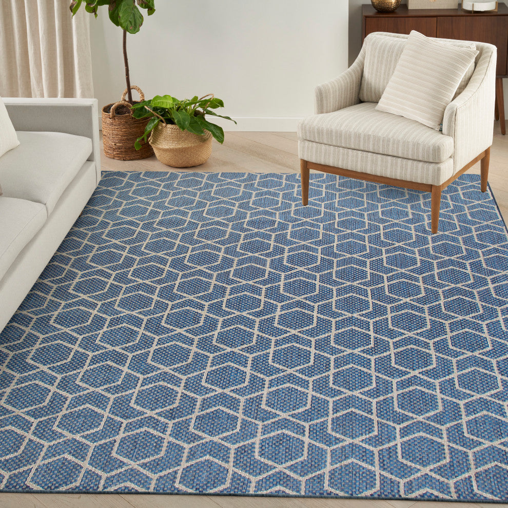 Nourison Horizon Indoor/Outdoor 10' x 14' Denim Modern Rug