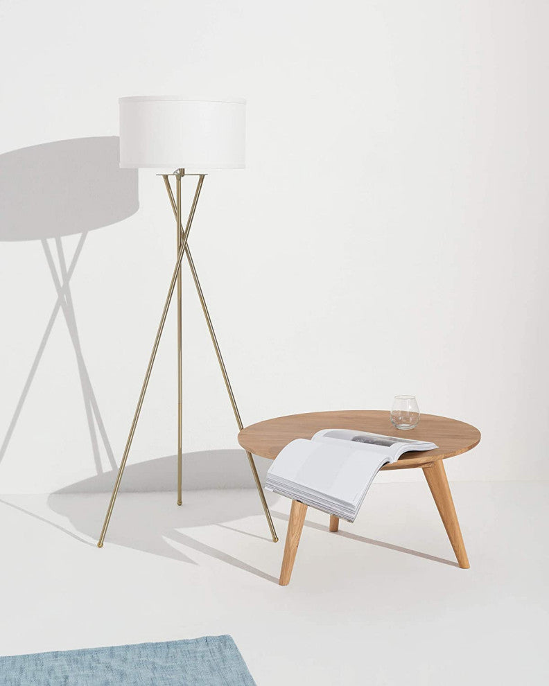 Brightech Jaxon Tripod LED Floor Lamp "“ Mid Century Modern, Living Room Standing, Antique Brass
