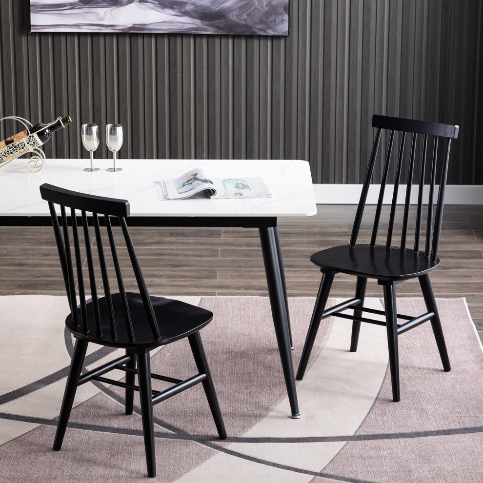 Duhome Spindle Back Wood Dining Room Windsor Chairs, Black, Set of 2