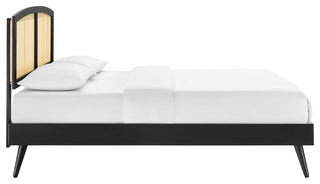 Sierra Cane and Wood Full Platform Bed With Splayed Legs MOD-6700-BLK