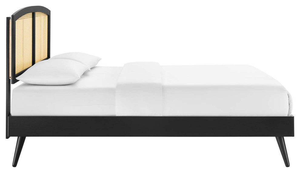 Sierra Cane and Wood Full Platform Bed With Splayed Legs MOD-6700-BLK