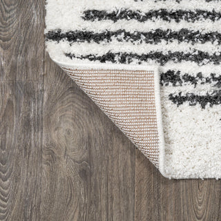 Elm Diamond Stripe Geometric Shag, White/Black, 5'x8'