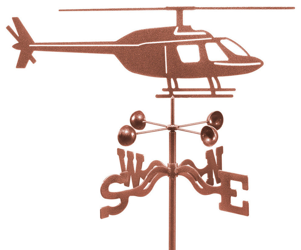Helicopter Airplane Weathervane With Garden Mount