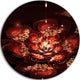 Red Flowers In Fractal Pattern, Floral Large Disc Metal Wall Art, 11"
