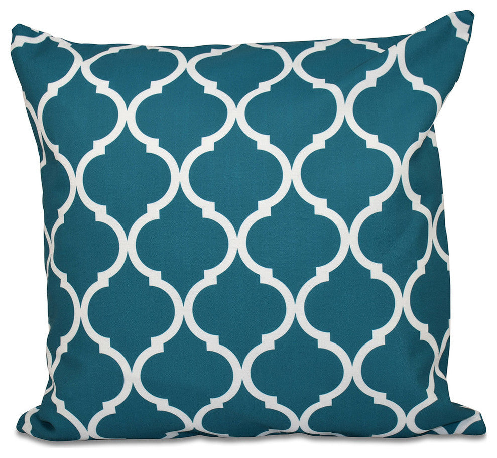French Quarter Geometric Print Pillow, Deep Sea, 16"x16"