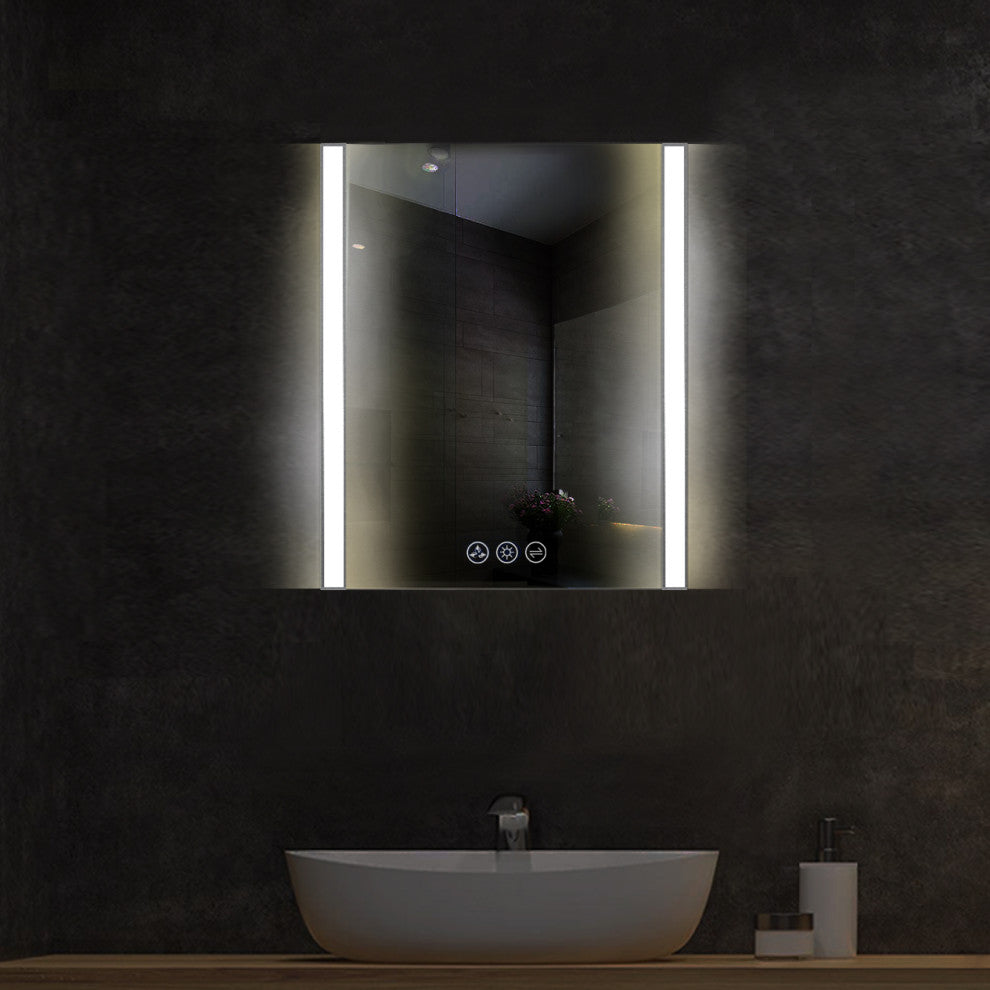 LED Antifog Bathroom Mirror, Dimmer, Adjustable Color, Chrome, 24x32