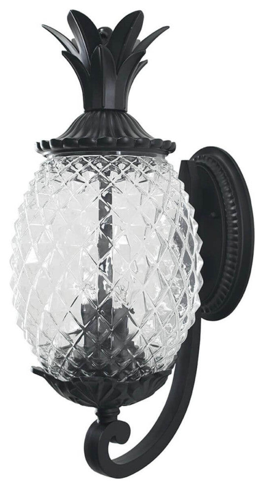 Pineapple Outdoor Wall Mount Light, Matte Black