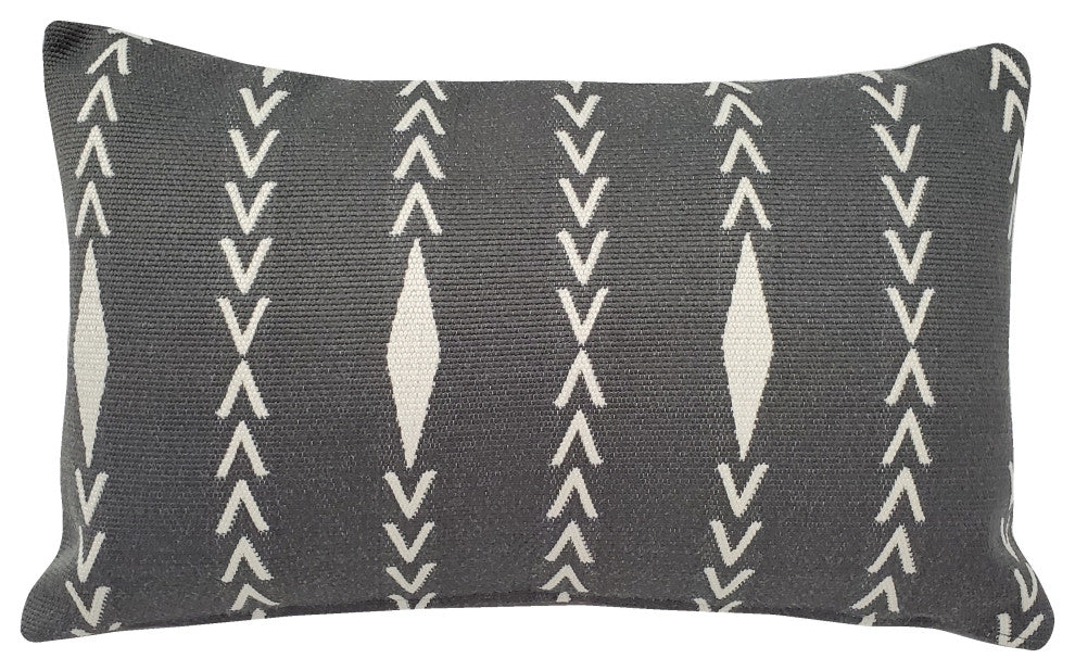 Diamond Ray Charcoal GrayThrow Pillow 12x20