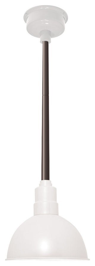 Blackspot LED Pendant Barn Light, Mahogany Downrod, White, 8"