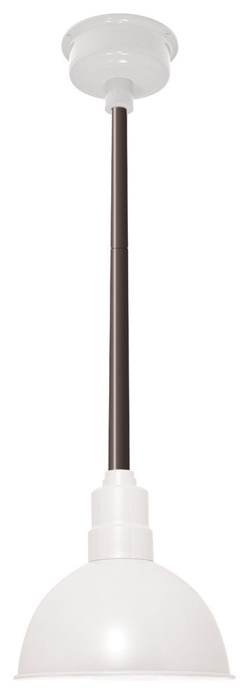 Blackspot LED Pendant Barn Light, Mahogany Downrod, White, 8"