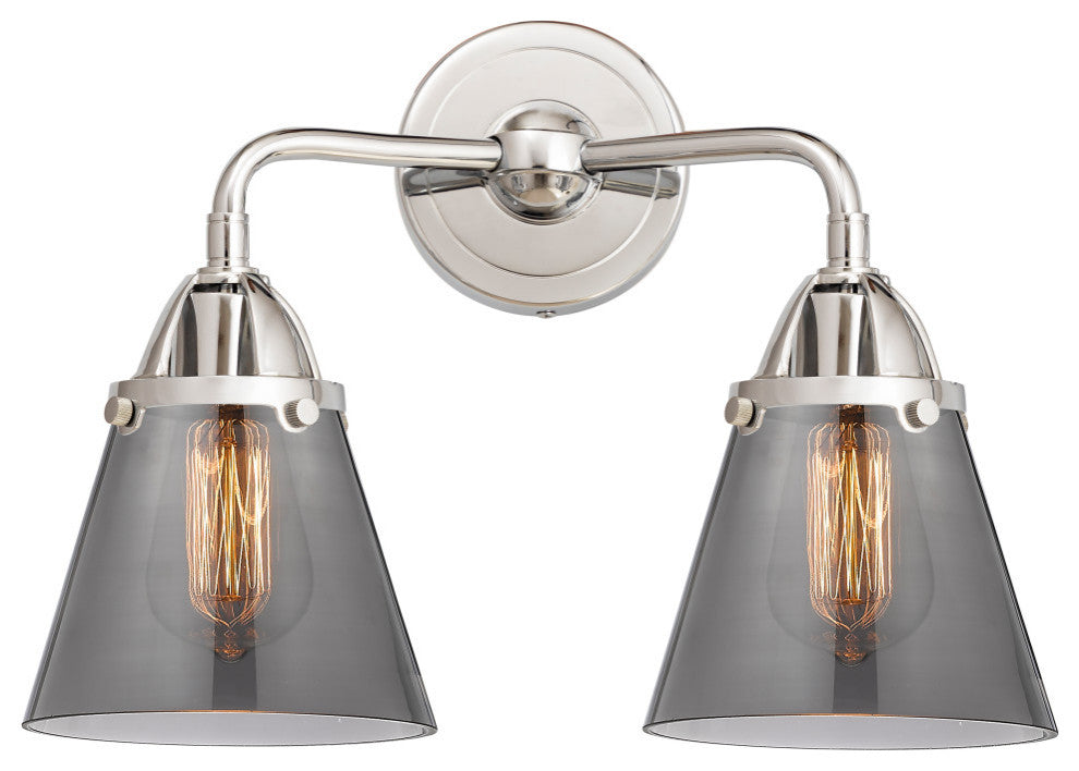 Small Cone Bath Vanity Light, Polished Chrome, Plated Smoke, Plated Smoke