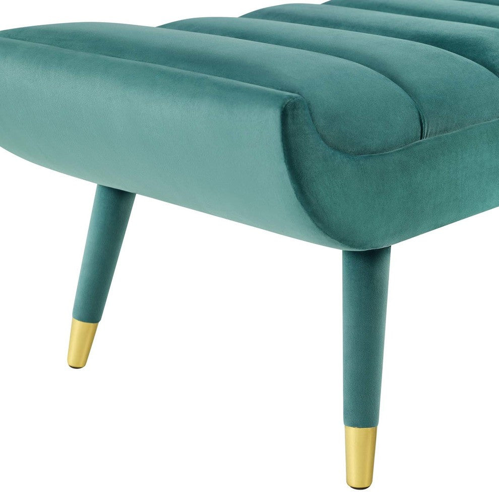 Guess Channel Tufted Performance Velvet Accent Bench Teal