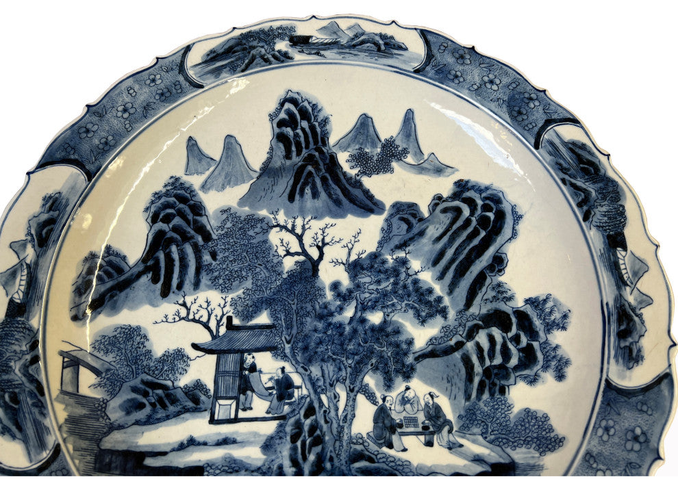 Chinese Blue & White Porcelain Scenery Theme Display Charger Plate Hws3096