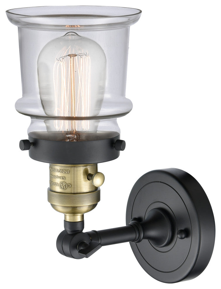 Small Canton 1-Light Sconce, Black Antique Brass, Clear