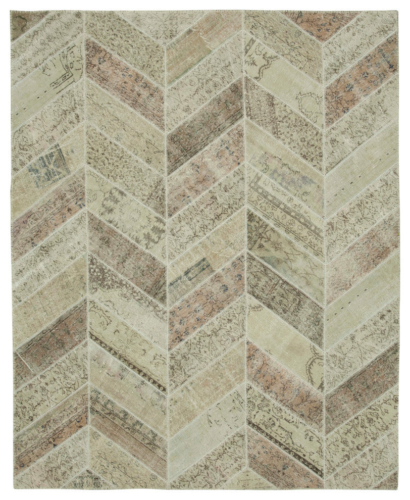 Rug N Carpet - Handmade Turkish 8' 2" x 10' 3" Wool Patchwork Area Rug