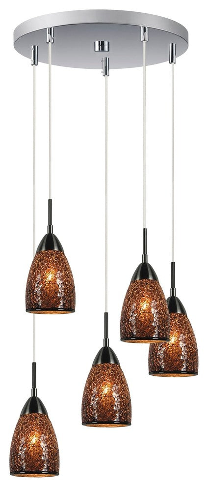 Venezia Mini Pendant, Satin Nickel, Mosaic Mirror, 5-Light, 14"D