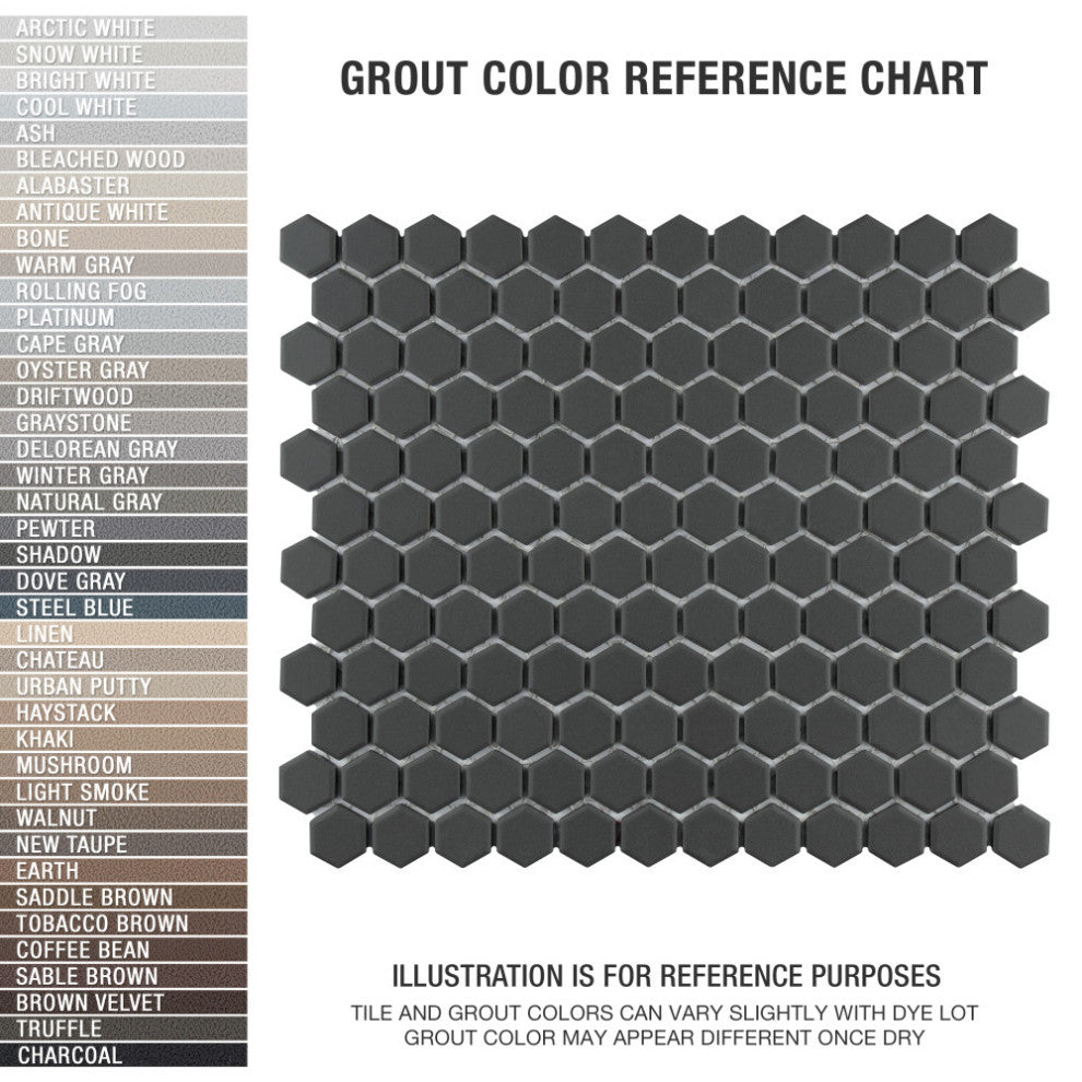 Metropolis 1" Hex Unglazed Black Porcelain Floor and Wall Tile