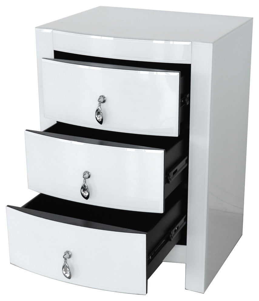 Hot Curved White Glass Chest