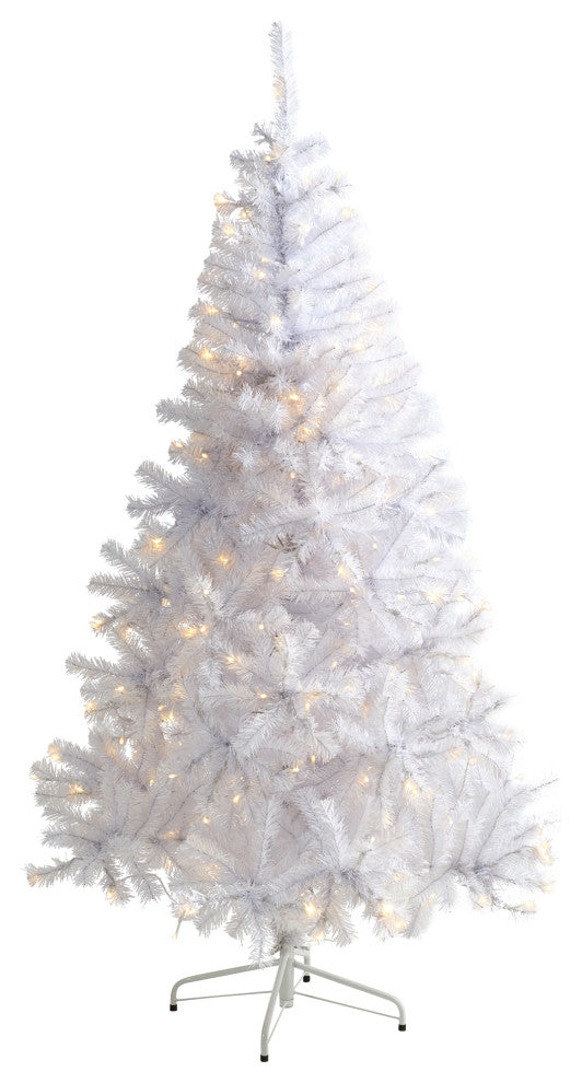 6ï¿½ White Christmas Tree with 680 Bendable Branches and 250 Clear LED Lights