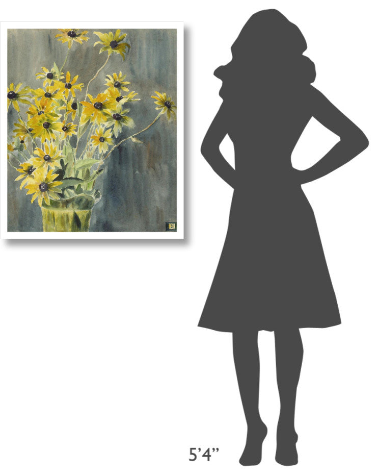"Vase with Blackeyed Susans" Print by Hannah Borger Overbeck, 27"x32"