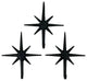Set of 3 Black Finish Cast Iron Atomic Starburst Wall Hooks