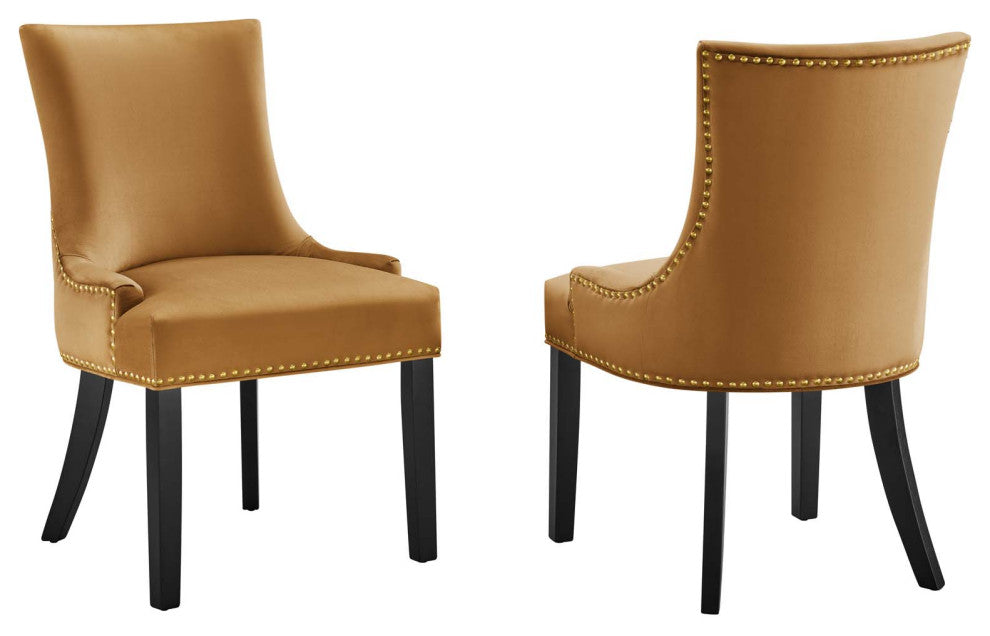 Marquis Performance Velvet Dining Chairs, Set of 2, Cognac