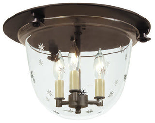 Classic Flush Mount Bell Lantern With Tiny Star Glass, Oil Rubbed Bronze