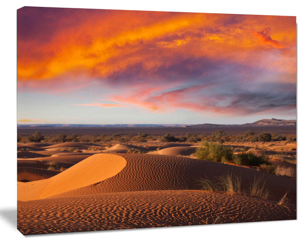 Sahara Dunes under Colorful Sky, Landscape Wall Art on Canvas, 20"x12"