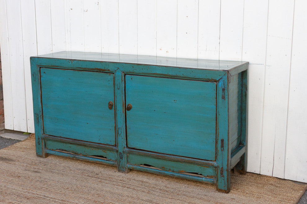 Painted Peacock Blue Buffet Cabinet