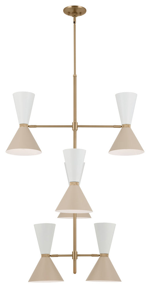 Phix 12 Light Chandelier Foyer, Champagne Bronze and Greige