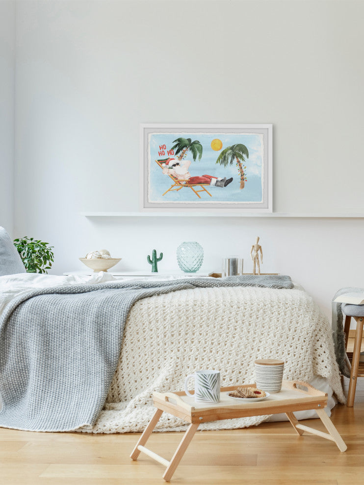 "Santa Goes on Vacation" Framed Painting Print, 12x8