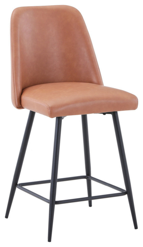 Modern Faux Leather Upholstered Counter Height Barstool, Set of 2